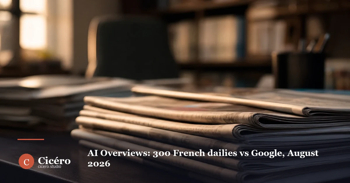 AI Overviews: 300 French Dailies vs Google, August 2026