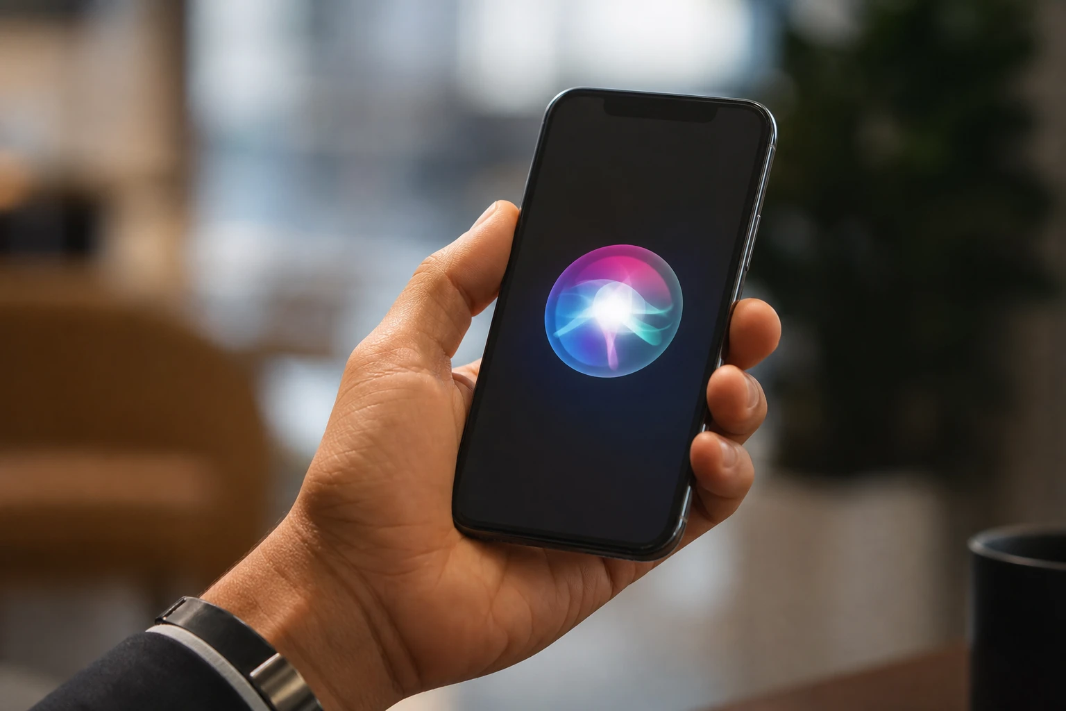 iPhone showing the Siri assistant, illustrating how Apple Intelligence uses web content
