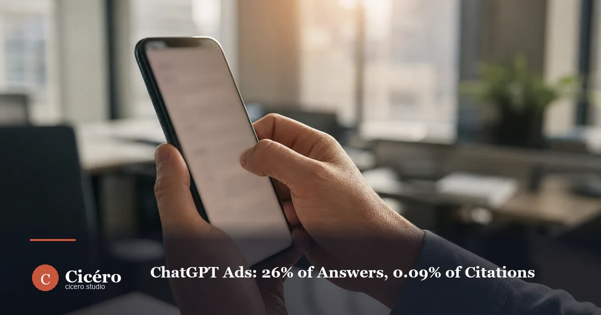 ChatGPT Ads: 26% of Answers, 0.09% of Citations in 2026