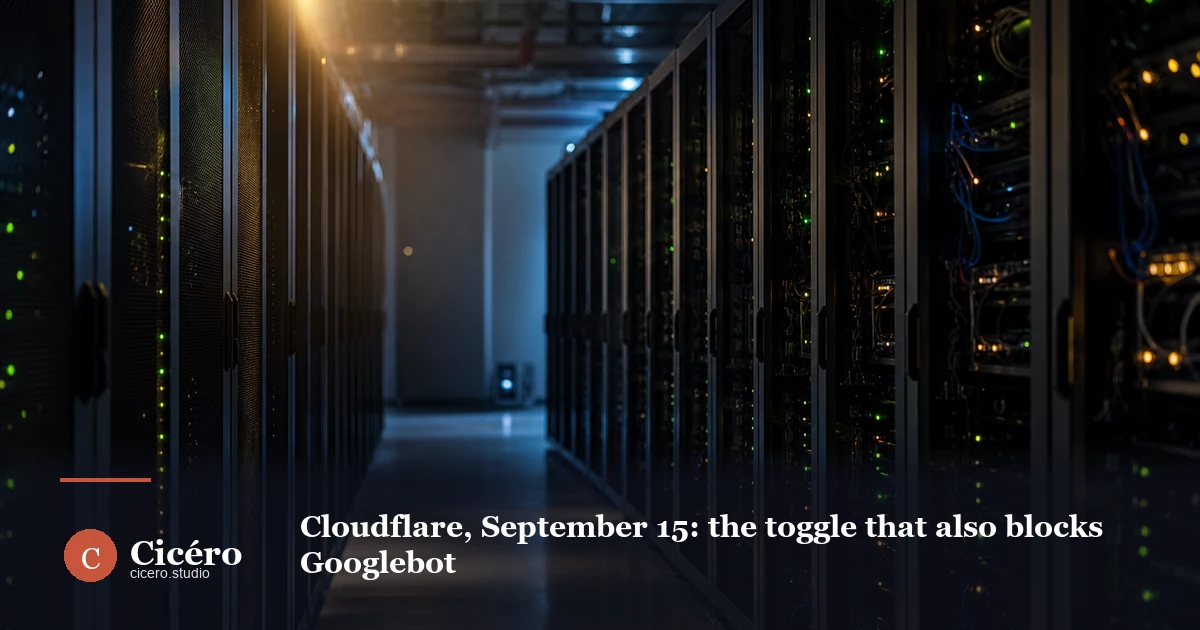 Cloudflare, September 15: the toggle that also blocks Googlebot