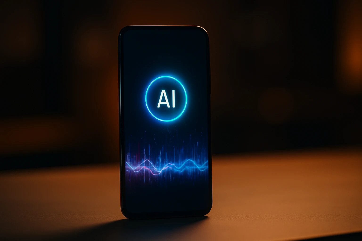 Gemini Intelligence on Android — phone with proactive AI interface, warm light, Bloomberg editorial style