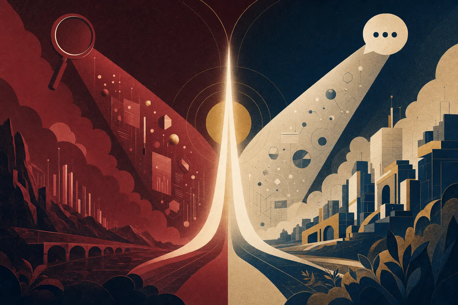 Editorial illustration for: GEO vs SEO: differences, priorities and how to integrate both in 2026