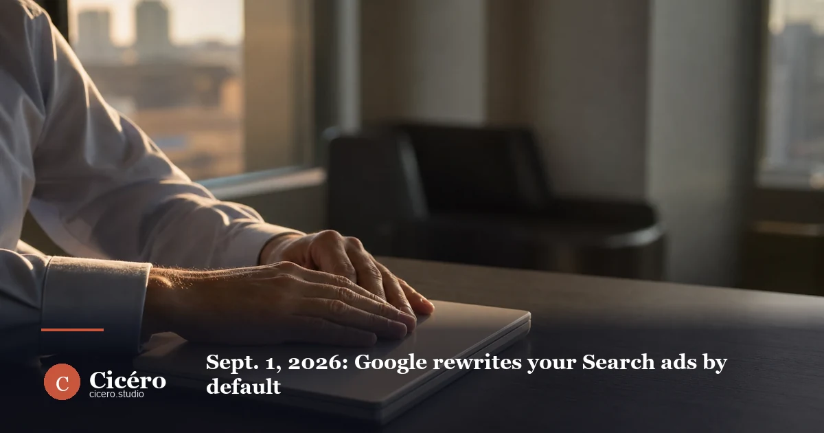 Sept. 1, 2026: Google rewrites your Search ads by default