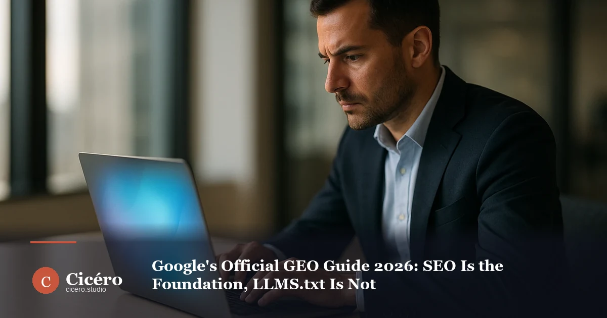 Google's Official GEO Guide 2026: SEO Is the Foundation, LLMS.txt Is Not