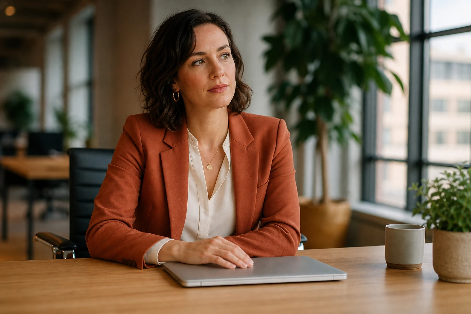 A professional sitting at a desk, considering how search results pages are being restructured by artificial intelligence