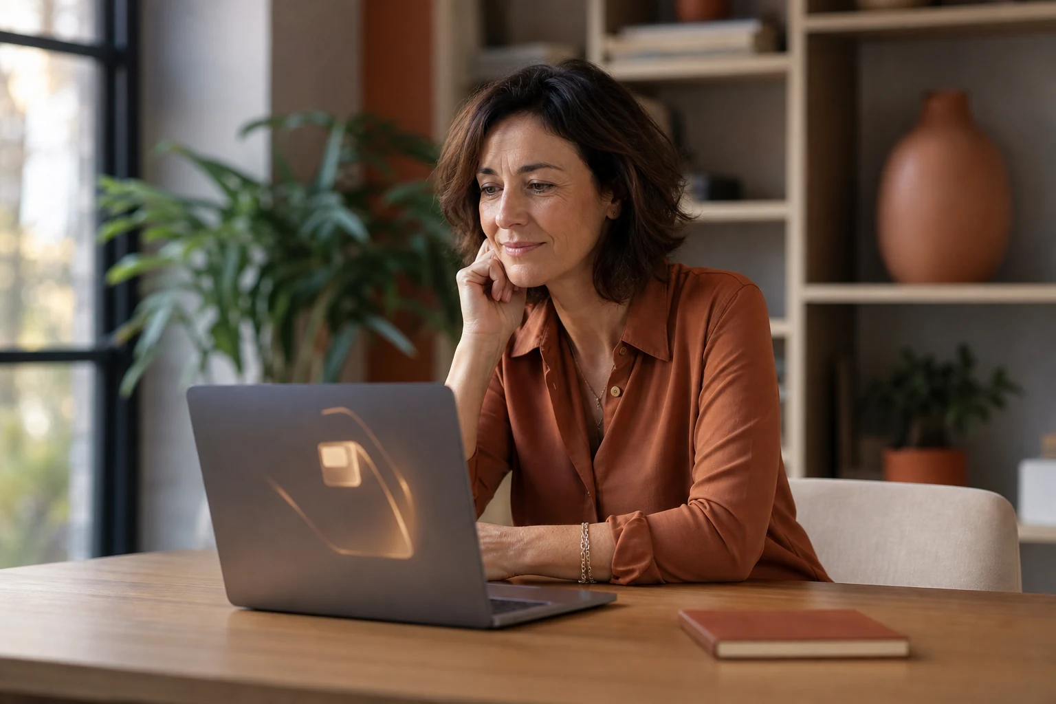 Personne consultant une réponse d'assistant IA sur son ordinateur portable, une marque mise en avant dans la réponse