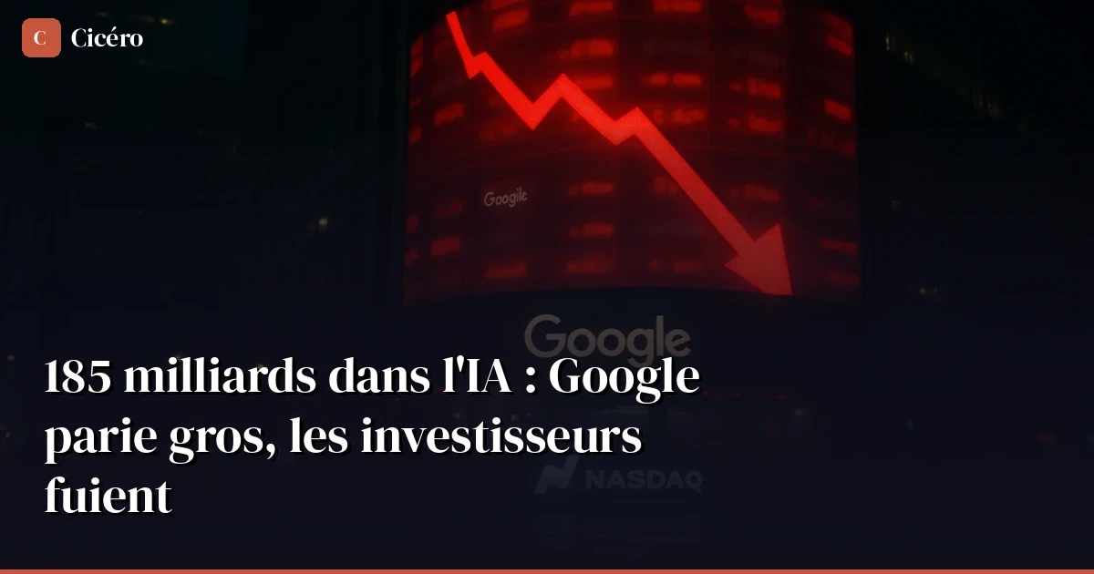 185 milliards $ dans l'IA : Google parie gros, les investisseurs fuient