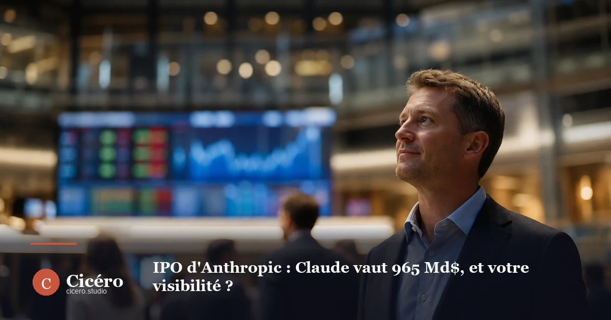 IPO d'Anthropic : Claude vaut 965 Md$, et votre visibilité ?