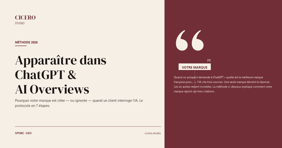 Apparaître dans ChatGPT et Google AI Overviews : méthode 2026