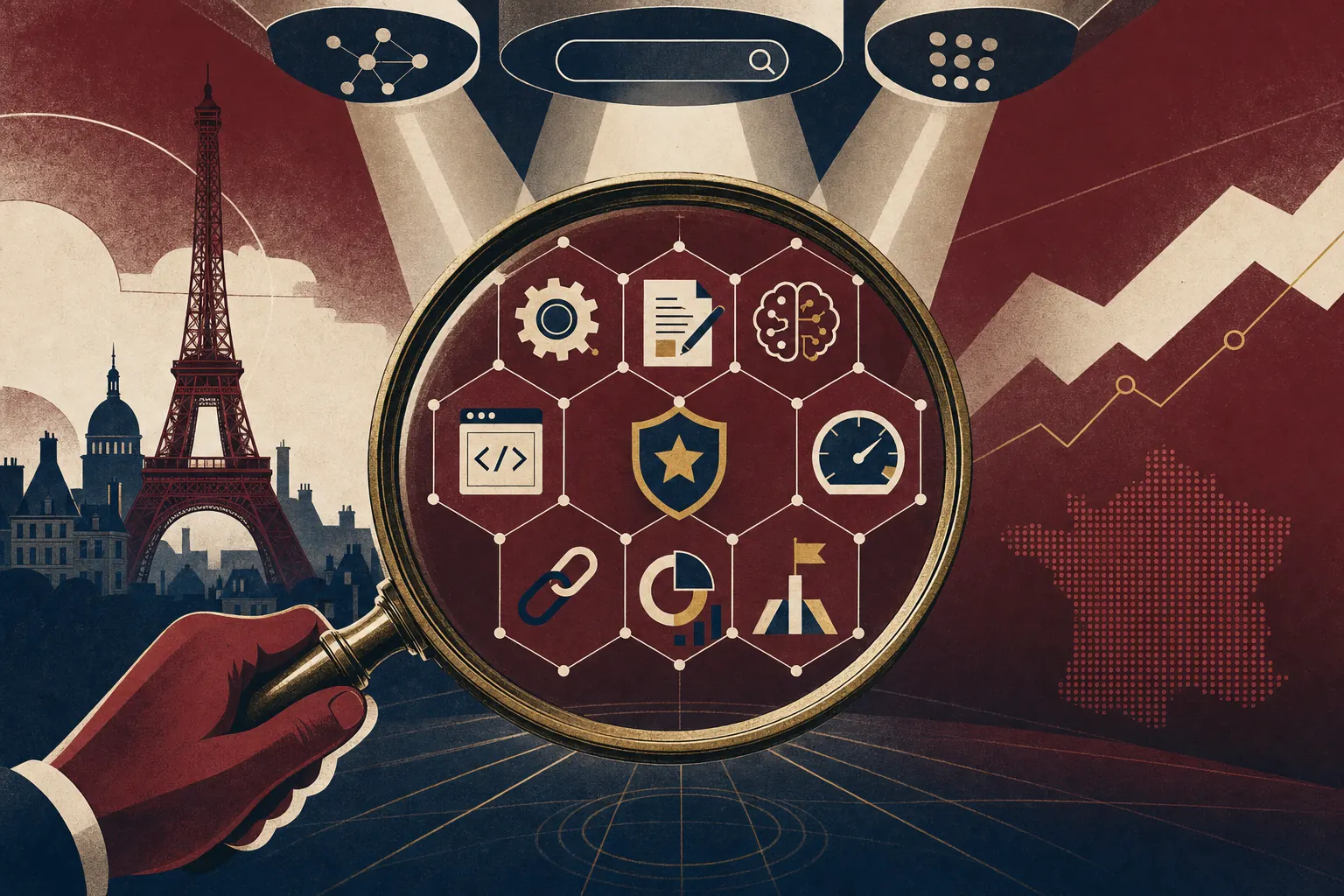 Illustration éditoriale de l'article : Audit SEO + GEO pour marques françaises : le guide complet 2026