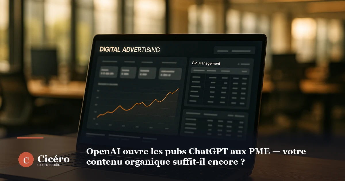 OpenAI ouvre les pubs ChatGPT aux PME — votre contenu organique suffit-il encore ?