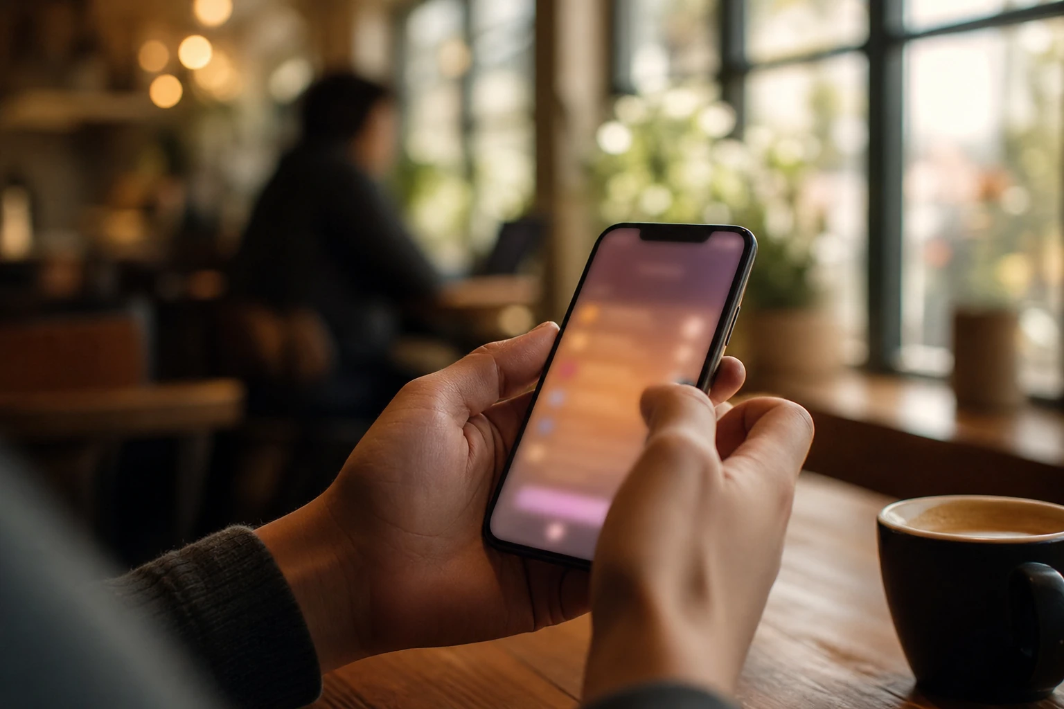 Un smartphone affichant une conversation ChatGPT personnalisée, illustrant la mémoire persistante d'OpenAI et la personnalisation des réponses IA