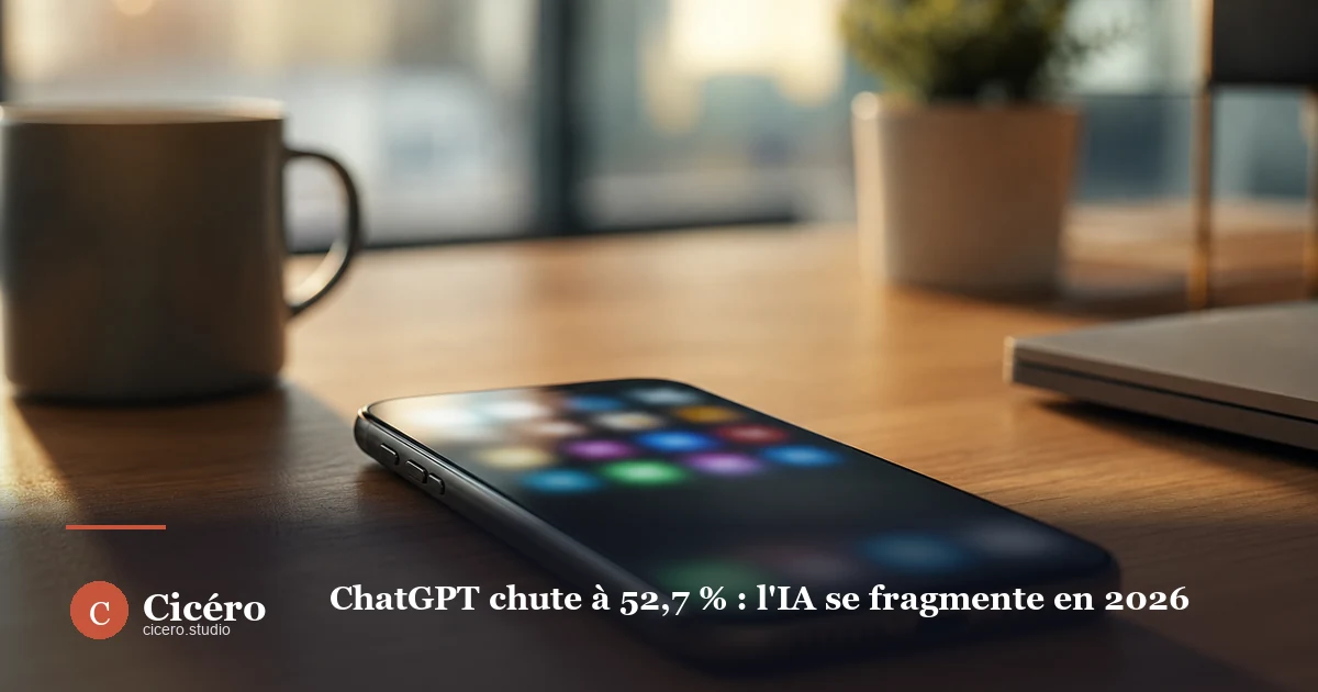 ChatGPT chute à 52,7 % : l'IA se fragmente en 2026