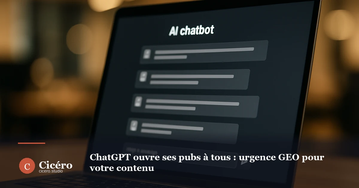 ChatGPT ouvre ses pubs à tous : urgence GEO pour votre contenu