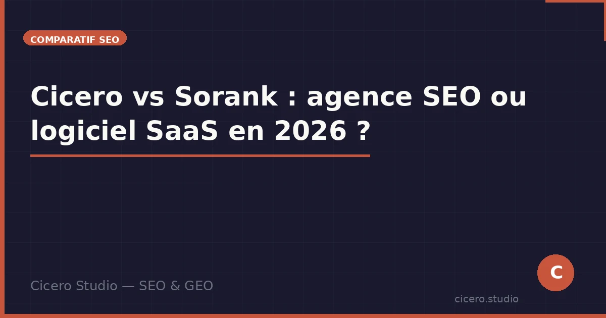 Cicero vs Sorank : agence SEO/GEO ou logiciel SaaS en 2026 ?