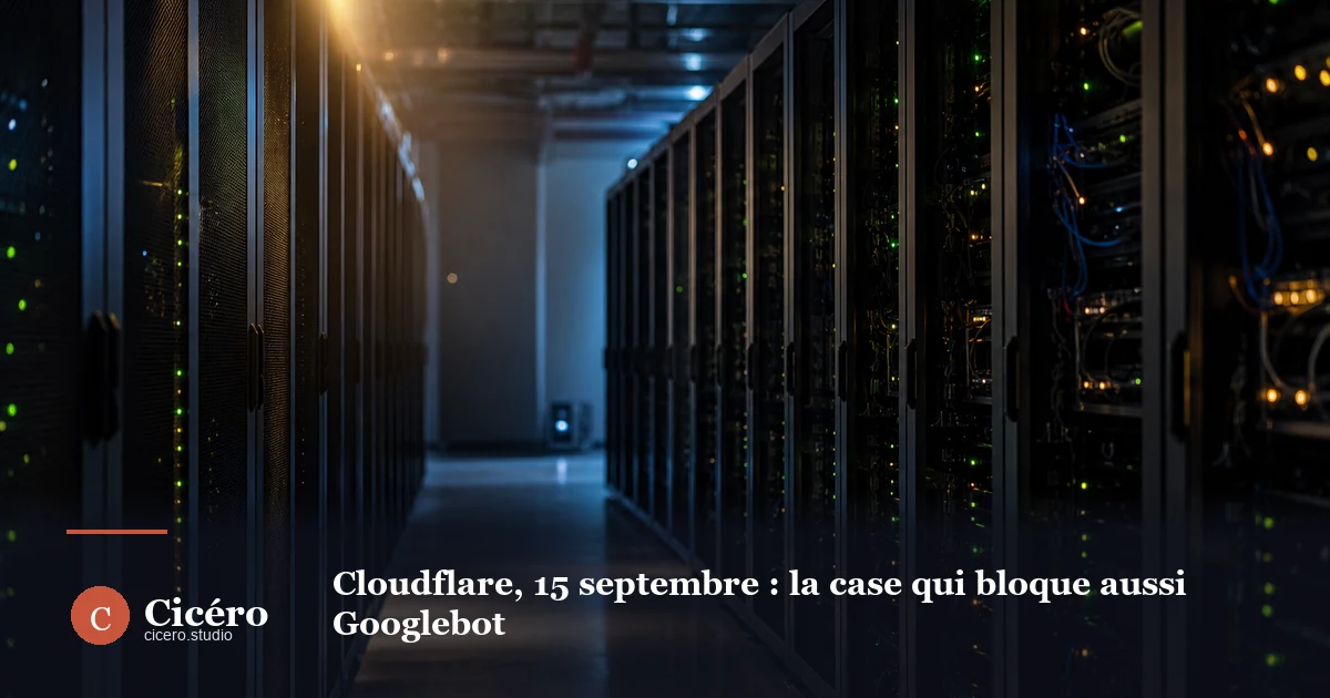 Cloudflare, 15 septembre : la case qui bloque aussi Googlebot