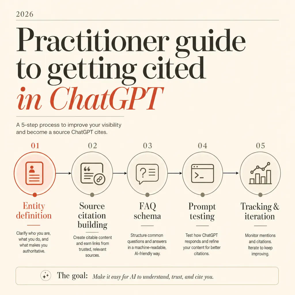 Les 8 leviers GEO pour être cité dans ChatGPT — infographie Cicéro