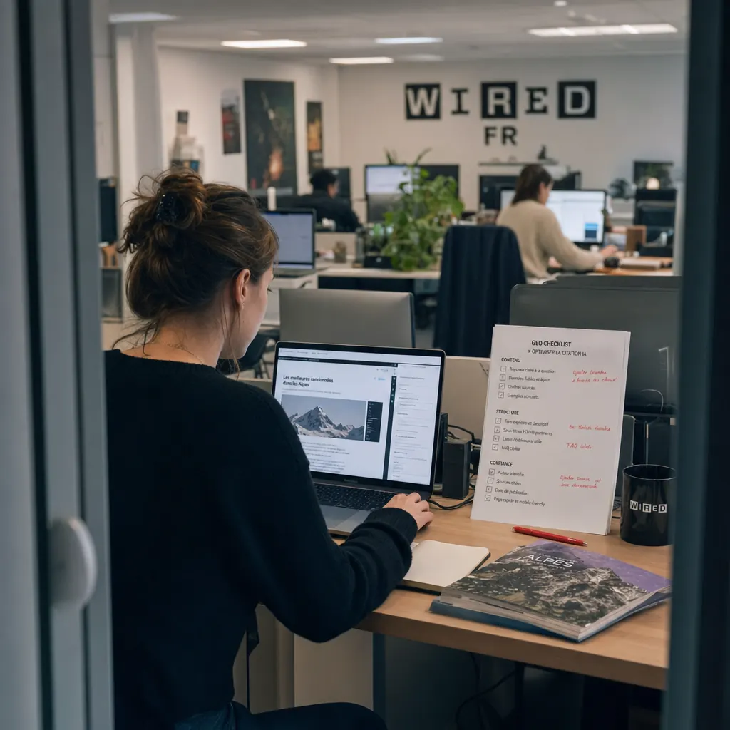 Exemple de page comparative SaaS B2B optimisée GEO avec tableau structuré et critères explicites