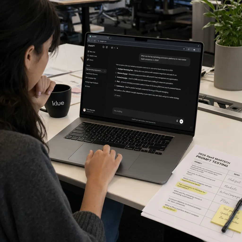 Dashboard analytique SaaS B2B montrant les résultats GEO dans les moteurs IA