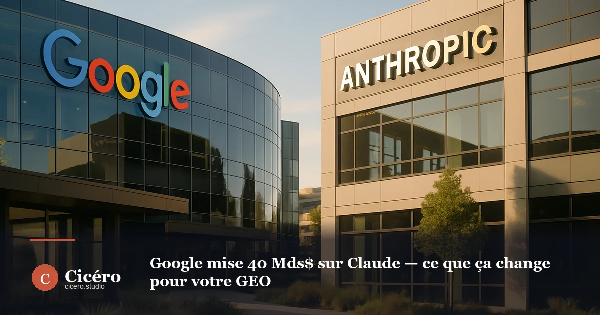 Google mise 40 Mds$ sur Claude — ce que ça change pour votre GEO