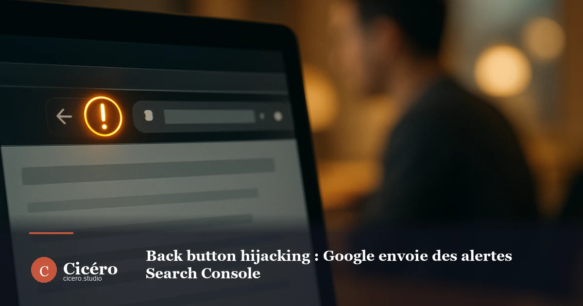 Back button hijacking : Google envoie des alertes Search Console