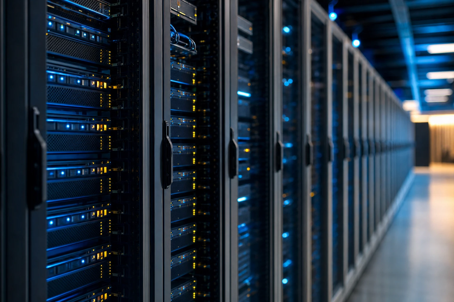Salle de serveurs d'un centre de données illustrant le déploiement progressif du Core Update Google de mai 2026