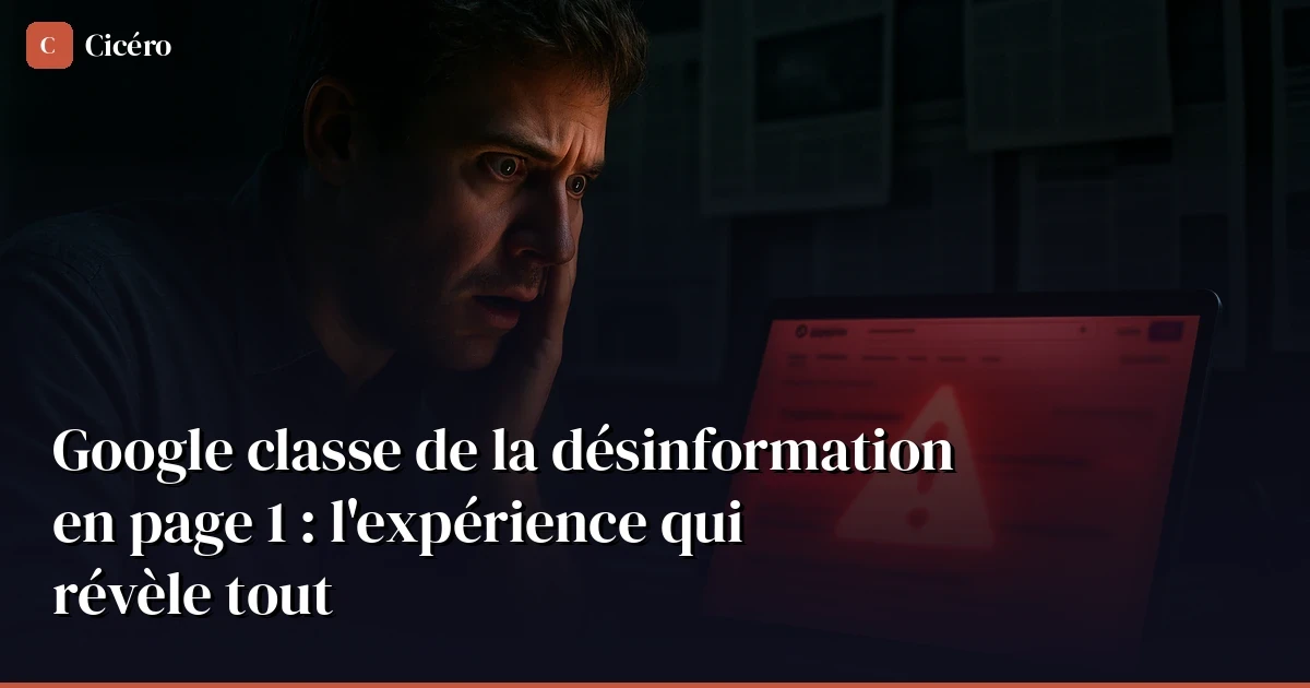Google classe de la désinformation en page 1 : l'expérience qui fait peur