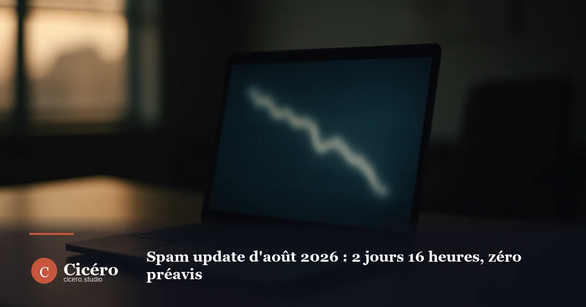 Spam update d'août 2026 : 2 jours 16 heures, zéro préavis