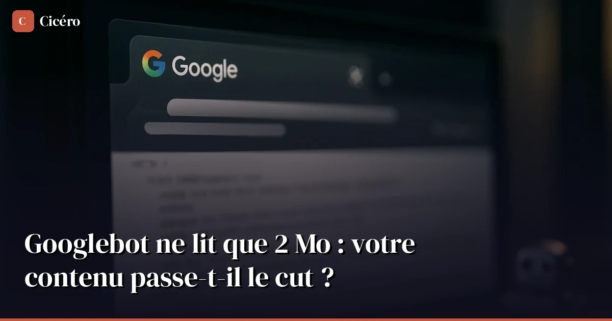 Googlebot ne lit que 2 Mo de vos pages : votre contenu passe-t-il le cut ?