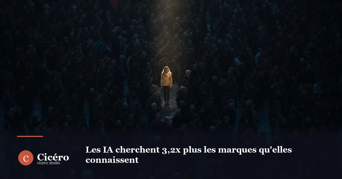 Les IA cherchent 3,2× plus les marques qu'elles connaissent