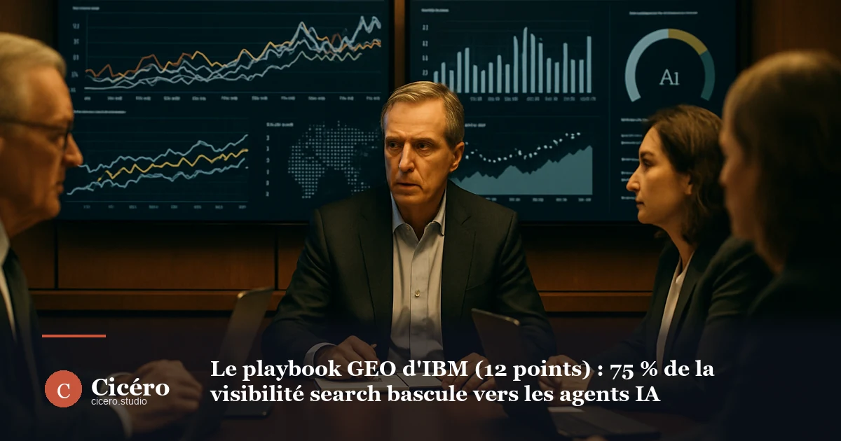 Le playbook GEO d'IBM (12 points) : 75 % de la visibilité search bascule vers les agents IA