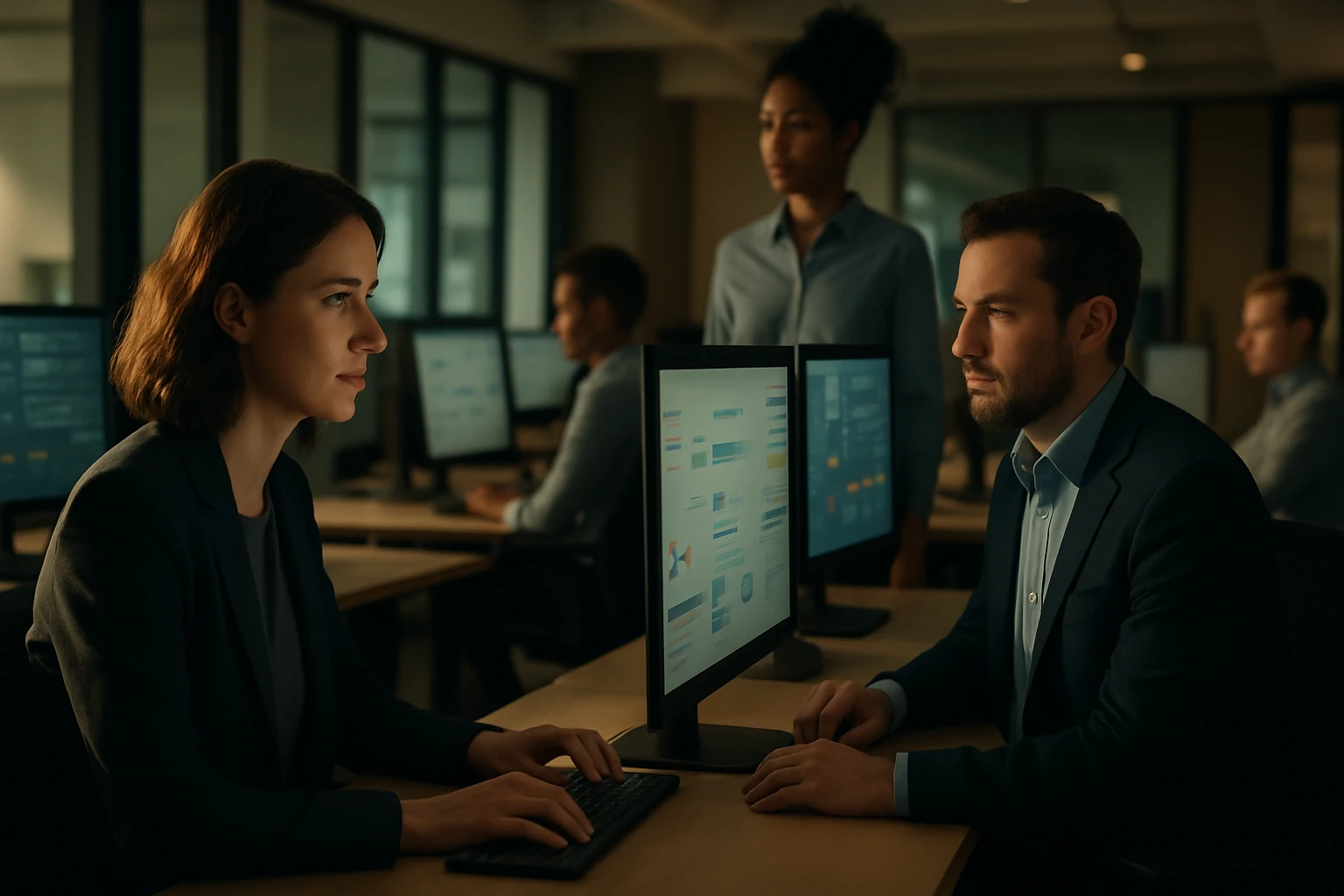 Workspace Agents OpenAI dans une interface professionnelle sur écran de bureau, style éditorial Bloomberg