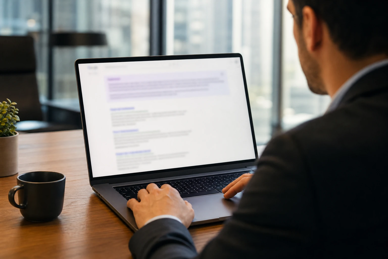 Un utilisateur lit un résumé généré par intelligence artificielle en haut d'une page de résultats de recherche