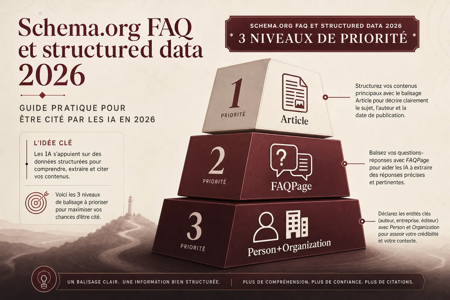 Exemple JSON-LD FAQPage schema.org et resultat de citation par AI Overview avec sources citees