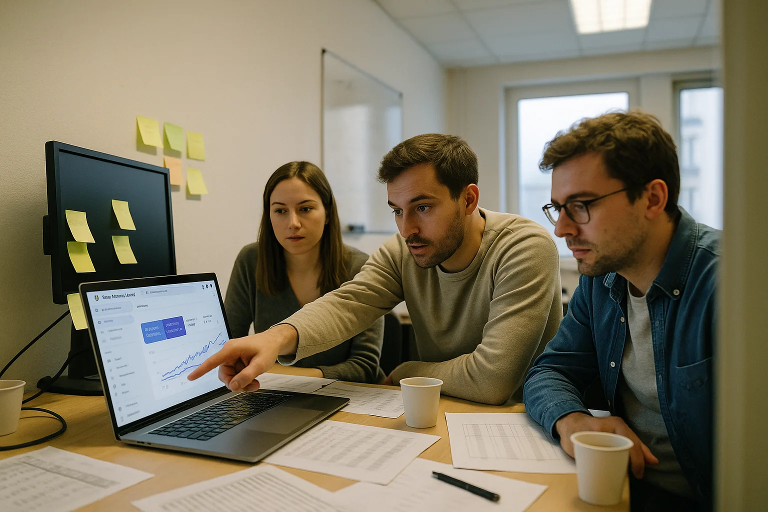 Équipe SaaS analysant une stratégie SEO sur écran Search Console