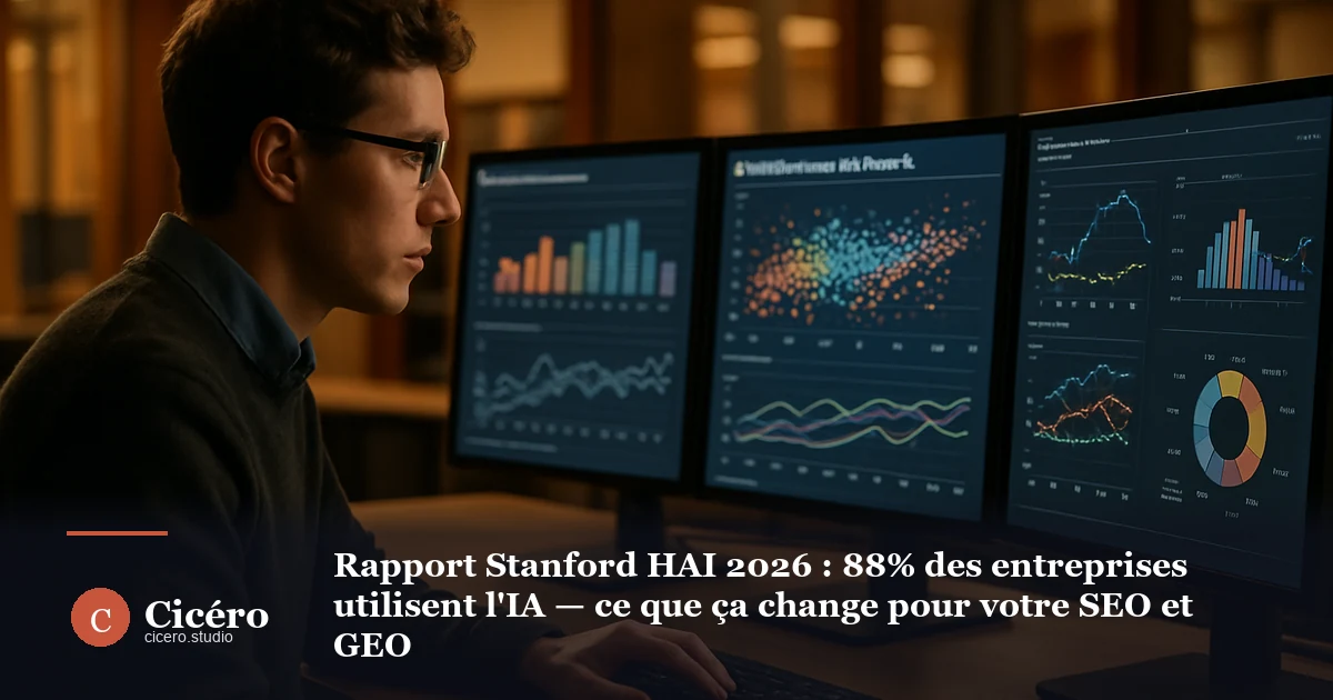 Rapport Stanford HAI 2026 : 88% des entreprises utilisent l'IA — ce que ça change pour votre SEO et GEO