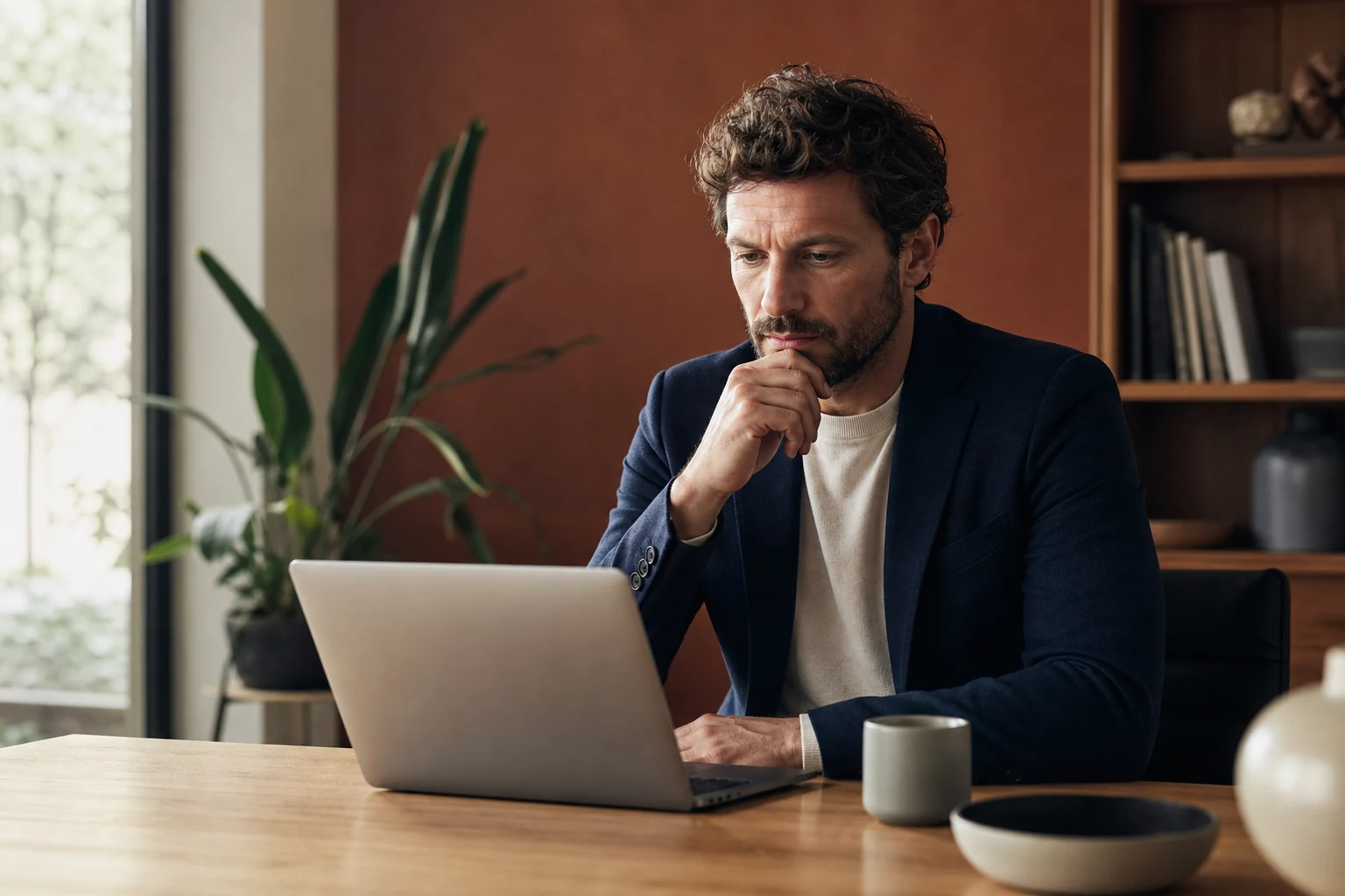A founder calmly comparing a GEO agency quote at their desk
